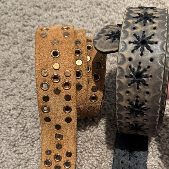 Tan and Black Embroidered Belts - Picture 3 of 3